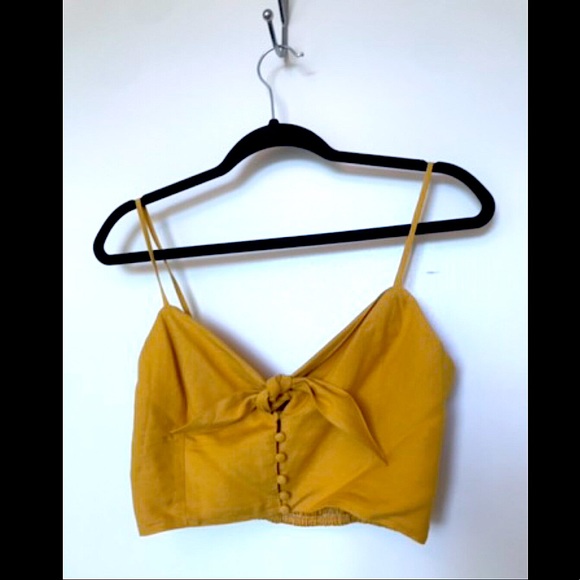 Adorable Mustard Yellow Button down Crop | M - Picture 1 of 6